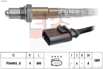 1-998-250 ЗОНД ЛЯМБДА SKODA OCTAVIA 2,0TSI 15-