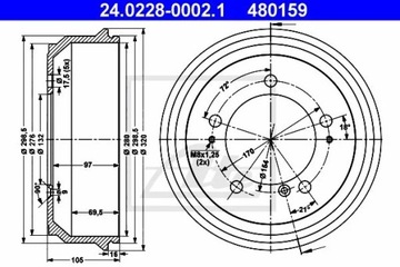 ATE 24.0228-0002 БАРАБАН ТОРМОЗНОЙ