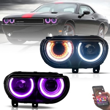 DODGE CHALLENGER 2008-14 ФАРА ФОНАРИ RGB ЛЕВАЯ +ПРАВОЕ ПЕРЕД ЄВРОПА LED (СВЕТОДИОД ) VLAND