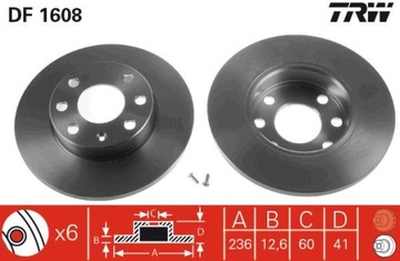 2X ДИСКИ ТОРМОЗНЫЕ ТОРМОЗНОЙ OPEL ASTRA 91-00, CORSA 87-00 (236X12,6MM) OPEL CORSA B