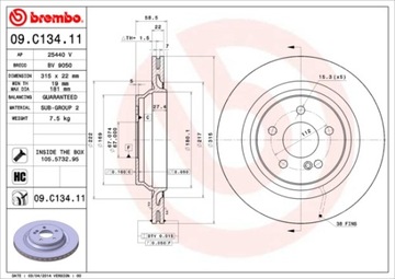 BREMBO 09.C134.11 ДИСК ТОРМОЗНОЙ