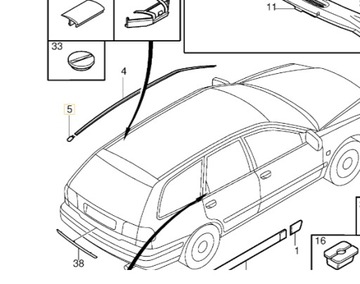 VOLVO V40 I ЗАГЛУШКА RELINGU ЛЕВЫЙ ЗАДНИЙ OE