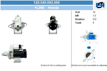 BV PSH СТАРТЕР HONDA 1.0 KW СТАРТЕР