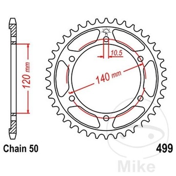 ЗУБЧАТКА ЗАДНЯ СТАЛЕВИЙ JT R499-49, 49Z, РОЗМІР 530