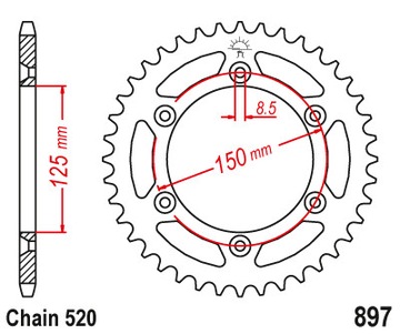 ЗУБЧАТКА ЗАДНЯЯ / ЗАД БОЛЬШОЙ KTM 250 350 400 450 505 600 MXC SX XC XCF-45 ЗУБОВ