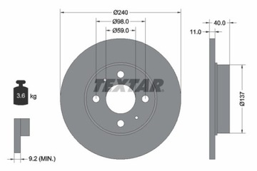 2X ДИСК ТОРМОЗНОЙ FIAT ПЕРЕД SEICENTO/CINQUECENTO 92061103