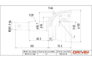 DRIVE+ ШАРНИР ПОЛУОСИ ВНЕШНИЙ NISSAN X-TRAIL 2.0-2.5 01-