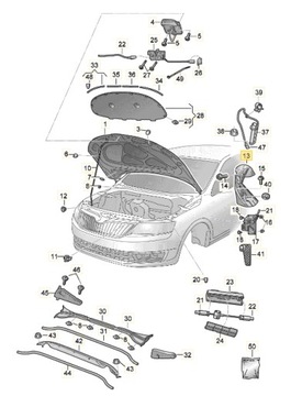 SKODA OCTAVIA III ЗАВЕСА КАПОТА ПРАВАЯ OE 5E0823302