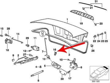 OE BMW ОТБОЙНИК КРЫШКИ БАГАЖНИКА БАГАЖНИКА BMW 3 E36 7 E38