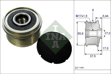 КОЛЕСО ШКИВ ГЕНЕРАТОРА MAZDA 3/6 1,6-2,3 02- NISSAN MICRA 1,2DIG 11- 53502