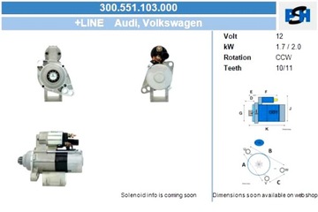 BV PSH СТАРТЕР VOLKSWAGEN 2.0 KW СТАРТЕР