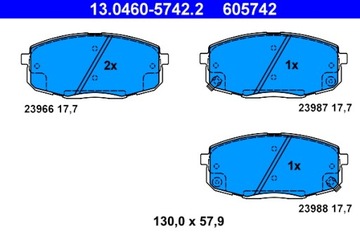 ATE 13.0460-5742.2 КОМПЛЕКТ КОЛОДОК ТОРМОЗНЫХ, ТОРМОЗА TARCZOWE