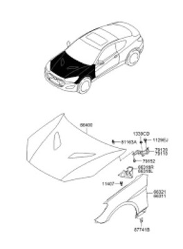 HYUNDAI GENESIS ЗАВЕСА КРЫШКИ ДВИГАТЕЛЯ ПРАВАЯ OEM 791202M000