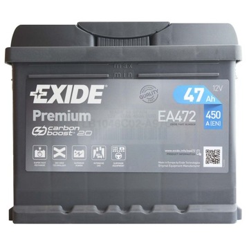 EXIDE EA472 PREMIUM 47Ah 450A P+