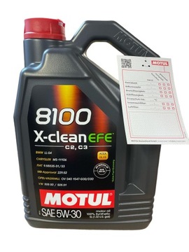 МАСЛО MOTUL 8100 X-CLEAN EFE 5W-30 5L C2/C3 505.01 LL04 + КАРТА MOTUL В ПОДАРОК