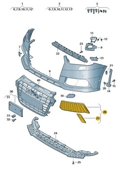 РЕШЕТКА ЗАГЛУШКА БАМПЕРА ПЕРЕД ЛЕВАЯ AUDI A1 ASO ОРИГИНАЛ РЕСТАЙЛ
