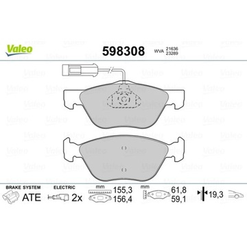 КОМПЛЕКТ КОЛОДОК ТОРМОЗНЫХ, ТОРМОЗА TARCZOWE VALEO 598308