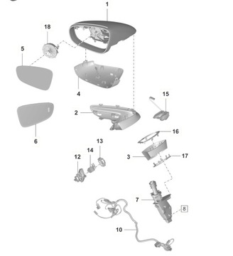 ПОДСТАВКА ЗЕРКАЛА ZEWNĘTRZNEGO ПРАВОЕ PORSCHE TAYCAN 9J1857412