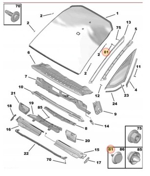 КЛИПСА KLIP НАКЛАДКИ СТЕКЛА C4 PICASSO C4 SPACETOURER