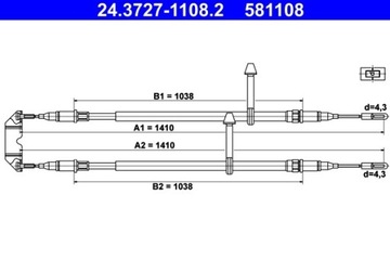 ТРОС ТОРМОЗА РУЧНОГО SAAB ЗАД 9-5 97-09 LEWY/PRAWY КОМПЛЕКТ 24.3727-1108.2