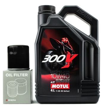 МАСЛО МОТОРНОЕ MOTUL 300V 10W40 4T 4L MA2 + ФИЛЬТР ATHENA HF204