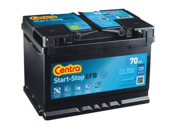 АККУМУЛЯТОР CENTRA 70AH 720A EFB P+ СТАРТ СТОП CL700 MOŻLIWY DOWÓZ МОНТАЖ