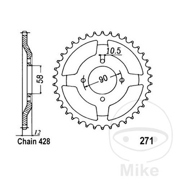 ЗУБЧАТКА ЗАДНЯЯ СТАЛЬНОЙ JT R271-50, 50Z, РАЗМЕР 428