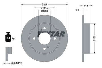 TEXTAR ДИСКИ ТОРМОЗНЫЕ ТОРМОЗНЫЕ 2 ШТУКИ. ЗАД INFINITI G20 NISSAN PRIMERA SENTRA