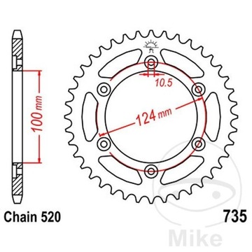 ЗУБЧАТКА ЗАДНЯЯ СТАЛЬНОЙ JT R735-43, 43Z, РАЗМЕР 520