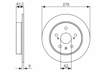 BOSCH ДИСКИ ТОРМОЗНЫЕ ТОРМОЗНЫЕ 2 ШТУКИ. ЗАД FIAT SEDICI SUZUKI SWIFT III SX4 1.5