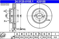 ATE ДИСК ТОРМОЗНОЙ ПЕРЕДНЯЯ 255X25 V TOYOTA COROLLA E12 00-/E12