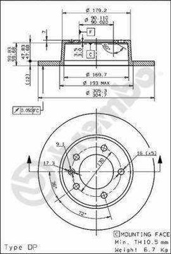 ДИСК HAM ЗАД OPEL MOVANO 99-, RENAULT MASTER 98-