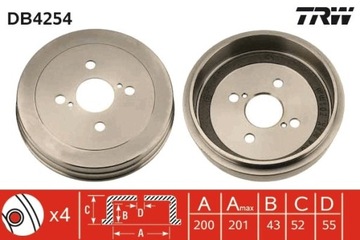 БАРАБАН ТОРМОЗНОЙ TOYOTA ЗАД YARIS 1,0-1,5 99-05 JAPONIA DB4254