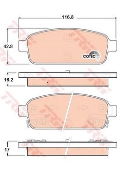 КОЛОДКИ ТОРМОЗНЫЕ ЗАД OPEL ASTRA J 09-/ZAFIRA C 11- ДИСК 292MM