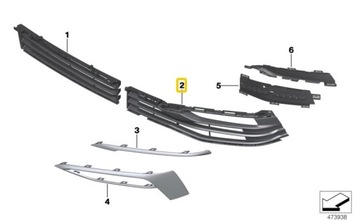 BMW G30 G31 РЕШЕТКА БАМПЕРА ПЕРЕД ЛЕВАЯ 7385277 OE