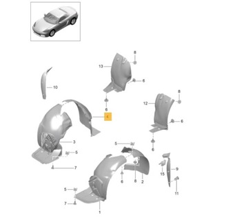 ПОДКРЫЛОК ПЕРЕДНЯЯ ПРАВОЕ PORSCHE BOXSTER 718