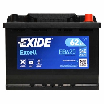 EXIDE EB620 EXCELL 62Ah 540A P+ EB 620