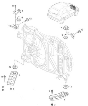 КРЕПЛЕНИЕ РАДИАТОРА OPEL CORSA C. TIGRA B LE