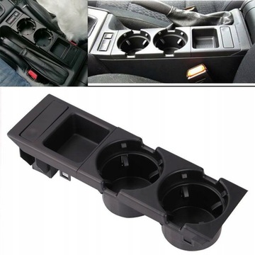 Cup holder for drinks and coins for E46