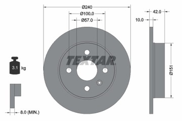 TEXTAR ДИСК HAM. OPEL T. ASTRA G 1,