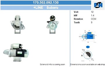 BV PSH СТАРТЕР SUBARU 1.4 KW СТАРТЕР