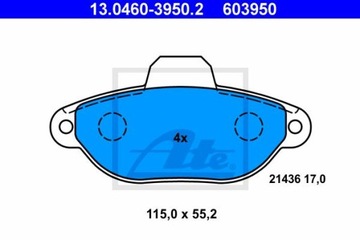 ATE 13.0460-3950.2 КОЛОДКИ ТОРМОЗНЫЕ ПЕРЕД FIAT PANDA/PUNTO 1,1-1,2 93-13