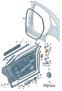 POŁÓWKA ЗАВЕСЫ ДВЕРЬ ВЕРХНЯЯ ЧАСТЬ ВНУТРЕННЯЯ ЛЕВАЯ AUDI A8 D5 ASO ОРИГИНАЛ