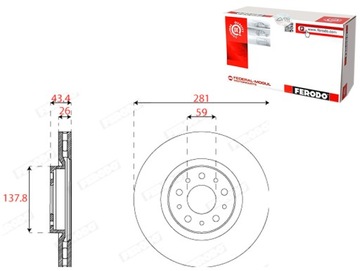 ДИСКИ ТОРМОЗНЫЕ ТОРМОЗНЫЕ 2 ШТУКИ. FIAT TIPO 1.3D-1.6D 10.15-10.20 FERODO