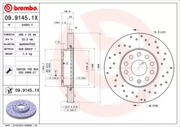 ДИСК ТОРМОЗНОЙ 288X25X49.9W