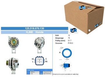 ГЕНЕРАТОР HONDA 70A ГЕНЕРАТОР BV PSH