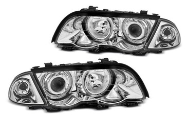 ФОНАРИ ANGEL EYES BMW E46 05.98-08.01 4D ХРОМ LED (СВЕТОДИОД )