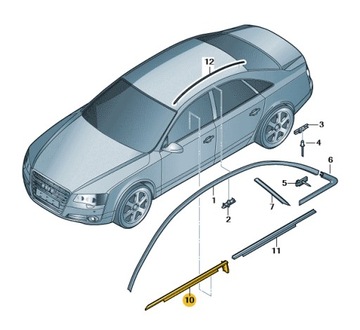 УПЛОТНИТЕЛЬ УПЛОТНИТЕЛЬ Z LISTWĄ ДЕКОРАТИВНЫЙ СТЕКЛА ПЕРЕД ЛЕВАЯ AUDI A8 D4 ASO