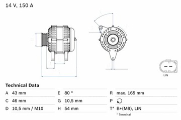 BOSCH ГЕНЕРАТОР LAND ROVER FREELANDER 2 2.2D 10.06-10.14