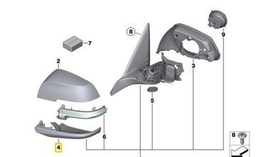 BMW F30 F31 F32 F33 F36 КОРПУС ЗЕРКАЛА ЛЕВАЯ 7284131 OE